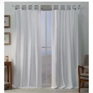 Curtains 54"W x 96"L NWT White Braided Tabs